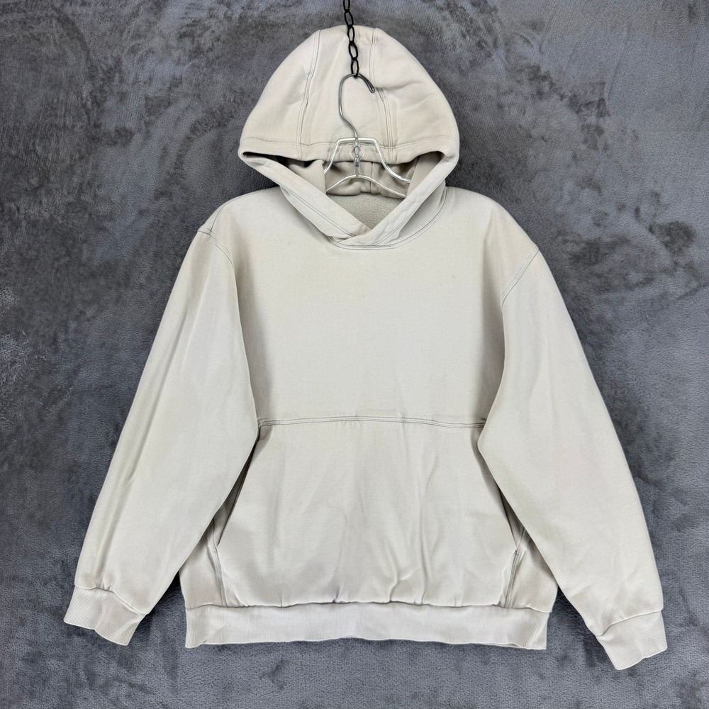Lululemon Hoodie Mens S Steady State Pullover Bone Beige Fleece EUC LM3ERZS